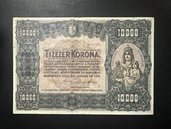 10000 korona 1920.  EF!!  EREDETI ÁLLAPOT!!  GYÖNYÖRŰ BANKJEGY!!