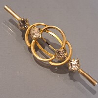 Régi aranyozott kristály  bross 5 cm-es