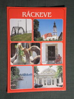 Képeslap,Ráckeve,mozaik,Savoyai kastély,templom,Duna híd látkép,részlet,1996-