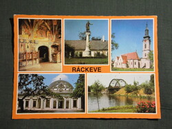Képeslap,Ráckeve,mozaik,Savoyai kastély,Szerb templom,duna híd,szobor látkép,részlet,1983-