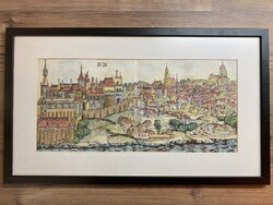 Buda fa metszet print - Hartmann Schedel: Liber Chronicarum - Nürnberg 1493
