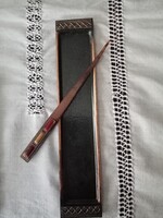 Lignifer íróasztali készlet:  ötvös iparművészeti  vörösréz tálca + tűzzománcos papírvágó kés