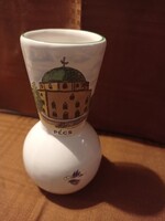 Kerámia Pécs ibolya váza 11 cm körben virág mintás
