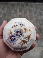 Zsolnay búzavirág mintás nyolcszög alakú bonbonier
