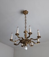 Nyolckarú réz csillár 2 db kétágú falikarral együtt