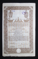 Államadóssági kötvény járadékkölcsön 5000 korona 1915 május 6%