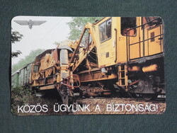 Kártyanaptár,MÁV,vasút,sín építő,karbantartó mozdony,szerelvény, 1993   (9)