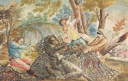 1700-s évekből vadászjelenetes festmény
