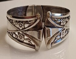 Jugendstil Szecessziós Ezüst Karék Karkötő Nyitható Antik Virágos