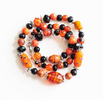 Nyakék Halloween-re - Vintage muránói stílusú üveg nyaklánc, lampwork beads, gyöngysor