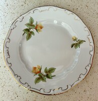 Vintage sárga rózsás Zsolnay porcelán sütis tányér
