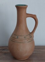 Retro, vintage népi cserép, kerámia kanna  korsó, kancsó, váza, türkiz mázas belső felületű