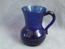 Antique huta glass jug antique Transylvanian jug cobalt blue huta glass small jug 19th century Transylvanian folk glass
