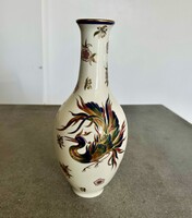 Zsolnay főnix madaras váza, Szabó Kinga tervezte 26 cm magas