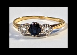 18 ct arany & platina zafir & gyemant  gyuru