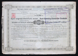 GYSEV Győr-Sopron-Ebenfurti Vasút alapítói részvény 200 ezüst forint 1876