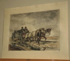 Udvary Pál (1900-1987) : Lovasszekér