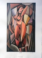 Vinkó Leó - Kubista akt 34 x 20 cm computerprint, merített papír