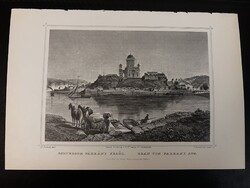Esztergom Párkány felől - Hunfalvy - Rohbock acélmetszet, reprint