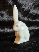 Piros szemű kajla fülű antik herendi nyuszi apró bájos porcelán nyúl húsvéti dísztárgynak is