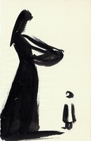 Borsos Miklós - Család 18 x 11,5 cm tus, papír