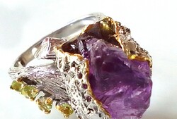 Gold and silver ring with natural amethyst!