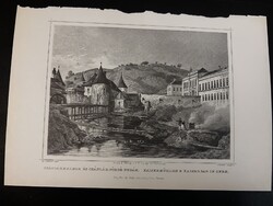 Császármalmok és Császár fürdő Budán - Hunfalvy - Rohbock acélmetszet, reprint