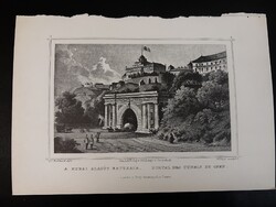 A budai alagút kapuzata - Hunfalvy - Rohbock acélmetszet, reprint