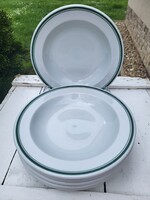 Alföldi porcelán_dupla zöld csíkos mélytányér szett