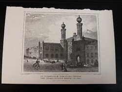 Az izraeliták temploma Pesten (Zsinagóga) - Hunfalvy - Rohbock acélmetszet, reprint