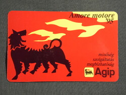 Kártyanaptár,AGIP benzinkút,Komárom,Budaörs,grafikai,reklám figura, 1995   (9)