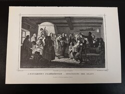A menyasszony felköszöntése - Hunfalvy - Rohbock acélmetszet, reprint