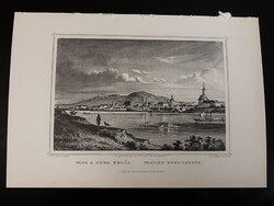 Vác a Duna felől - Hunfalvy - Rohbock acélmetszet, reprint