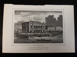 A Redoutte épülete Pesten (Pesti Vígadó) - Hunfalvy - Rohbock acélmetszet, reprint