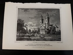 Kolozsvár, új református templom - Hunfalvy - Rohbock acélmetszet, reprint, Erdély