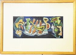 Eredetiségigazolással,számláva, Polóny Elemér (1911-1991) : Absztrakt festmény ,1969