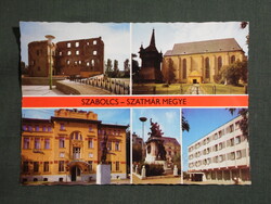 Képeslap,Szabolcs Szatmár megye,Nyíregyháza,Nyírbátor,Kisvárda,Fehérgyarmat látkép részlet, 1976-