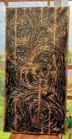 KarTü Art - BLACK HEART 50 x 100 cm festmény, fekete, és réz színű