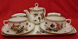 Antik bécsi porcelán teás szett, antik Moritz Zdekauer porcelán (L5536)