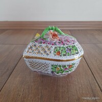 Régi Herendi porcelán áttört szív bonbonier
