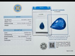 Lilás kék Tanzanit 8,74 carat