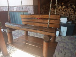 Felnőtt méretű rönk fa hinta, stabil, erős