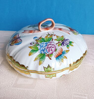 Herendi Viktória Mintás Masni Fogós Porcelán Bonbonier