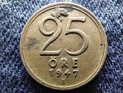 Svédország V. Gusztáv (1907-1950) .400 ezüst 25 Öre 1947 TS