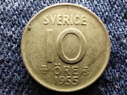 Svédország VI. Gusztáv Adolf (1950-1973) .400 ezüst 10 Öre 1955 TS