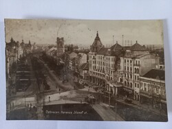 Régi képeslap -Debrecen Ferencz József út utcakép 1937-es