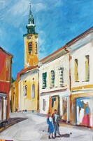 Festmény (02/05) - SZENTENDRE (olaj, karton, 50x35  cm, nem szignózott)