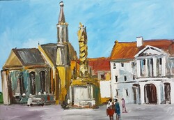 Festmény (F/01) - SOPRON (olaj, karton, 50x35  cm, nem szignózott)