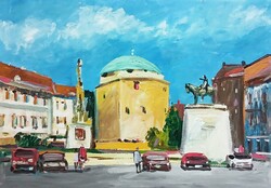 Festmény (F/03) - PÉCS (olaj, karton, 50x35  cm, nem szignózott)