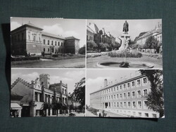 Képeslap,Szekszárd,mozaik,múzeum,Garay János-szobor,borgazdaság,iskola látkép,részlet, 1963-